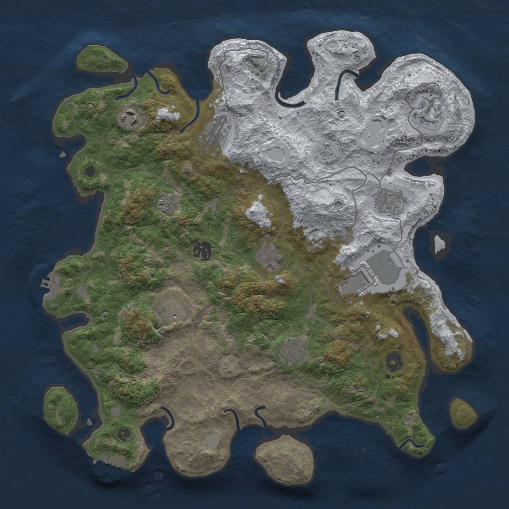 Rust Map: Procedural Map, Size: 4000, Seed: 72854227, 19 Monuments