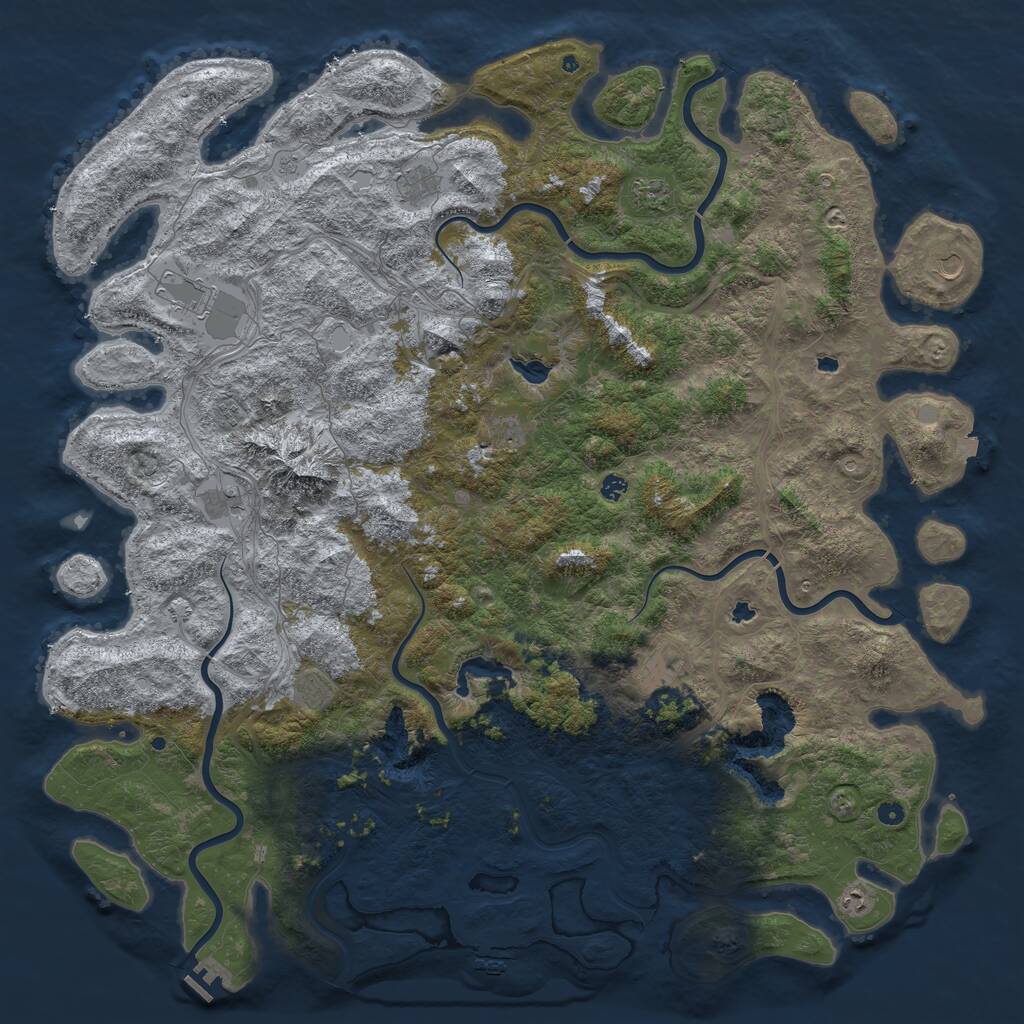 Rust Map: Procedural Map, Size: 6000, Seed: 6551843, 17 Monuments
