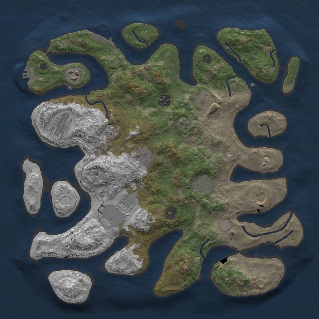Rust Map: Procedural Map, Size: 3750, Seed: 34596843, 17 Monuments