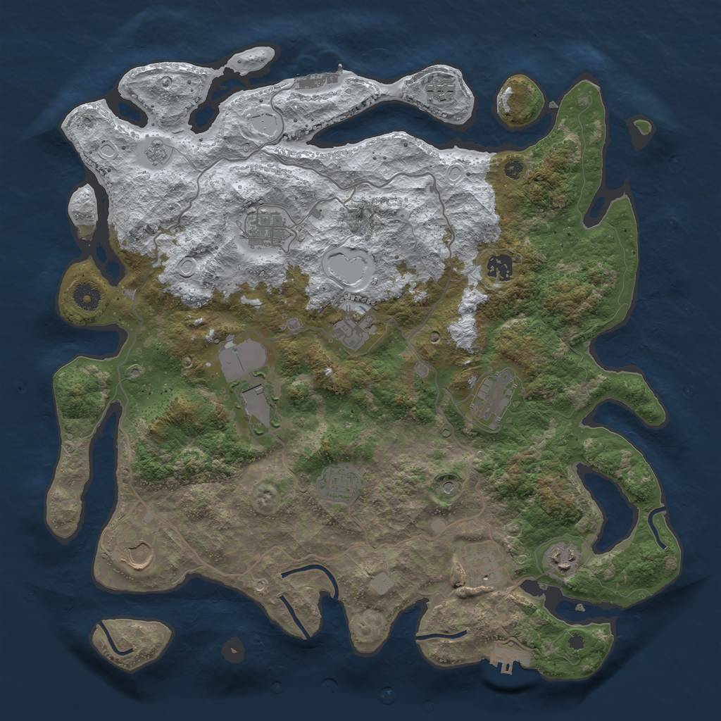 Rust Map: Procedural Map, Size: 4000, Seed: 165049, 19 Monuments