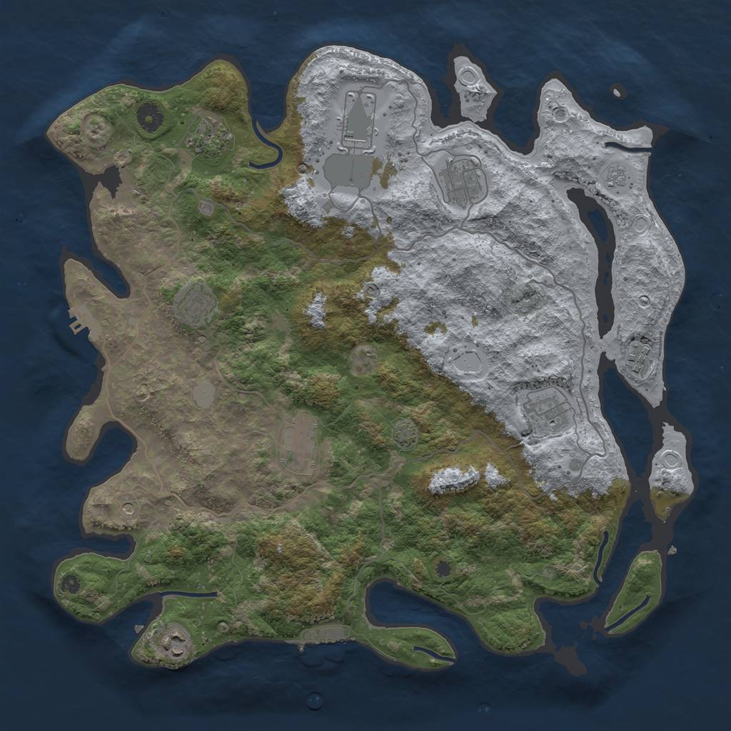 Rust Map: Procedural Map, Size: 4000, Seed: 1992, 16 Monuments