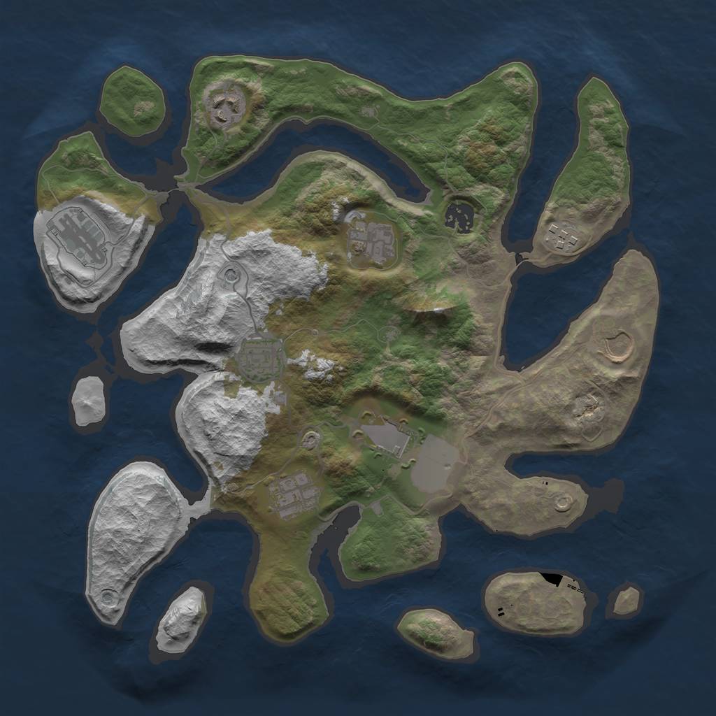 Rust Map: Barren, Size: 3500, Seed: 31, 12 Monuments