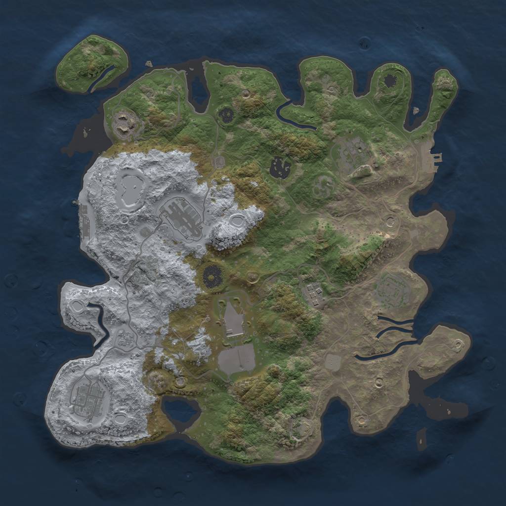 Rust Map: Procedural Map, Size: 3500, Seed: 471, 16 Monuments