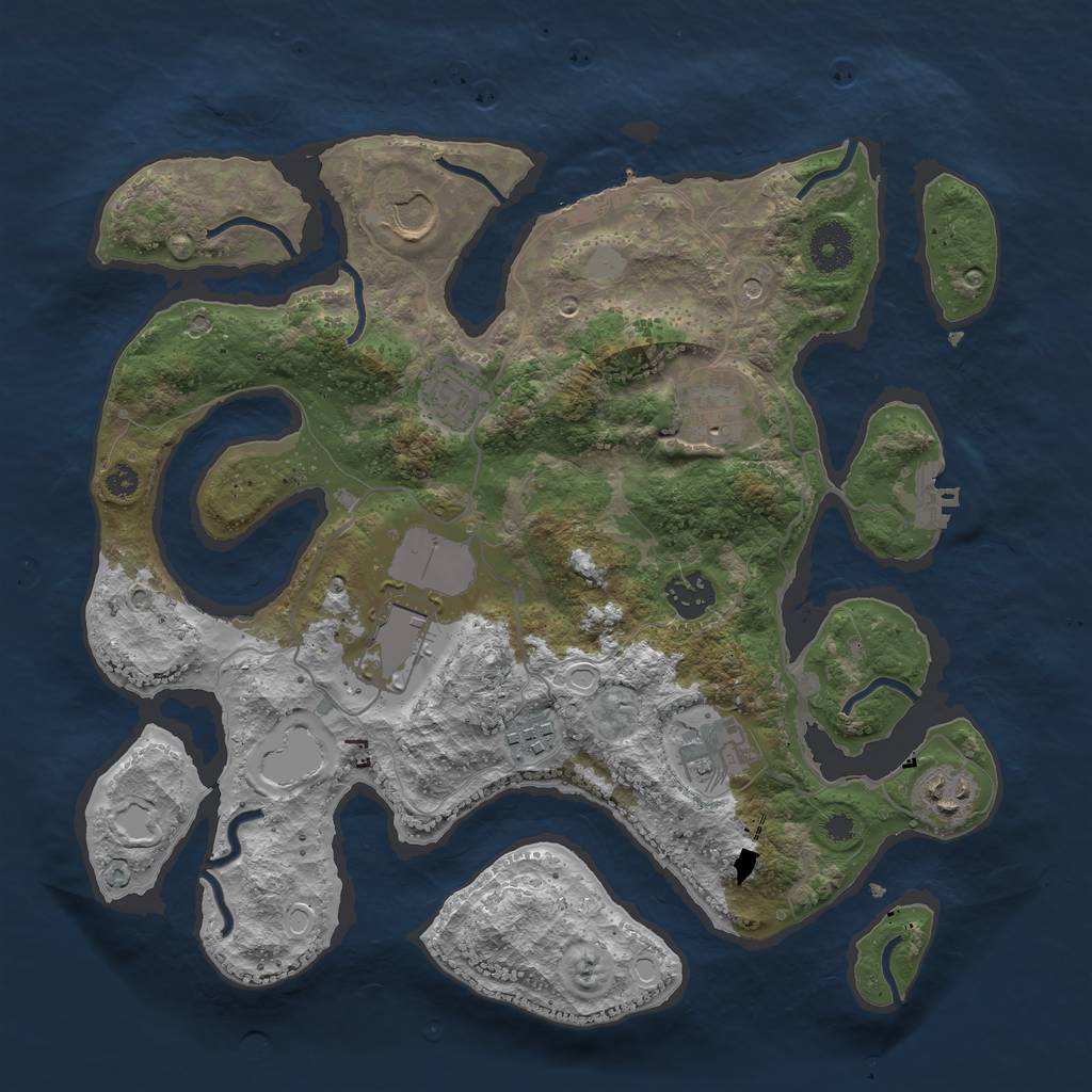 Rust Map: Procedural Map, Size: 3500, Seed: 70000, 16 Monuments