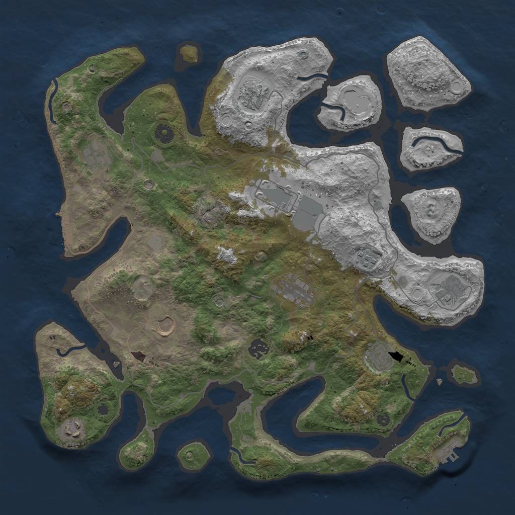 Rust Map: Procedural Map, Size: 4000, Seed: 351276, 18 Monuments