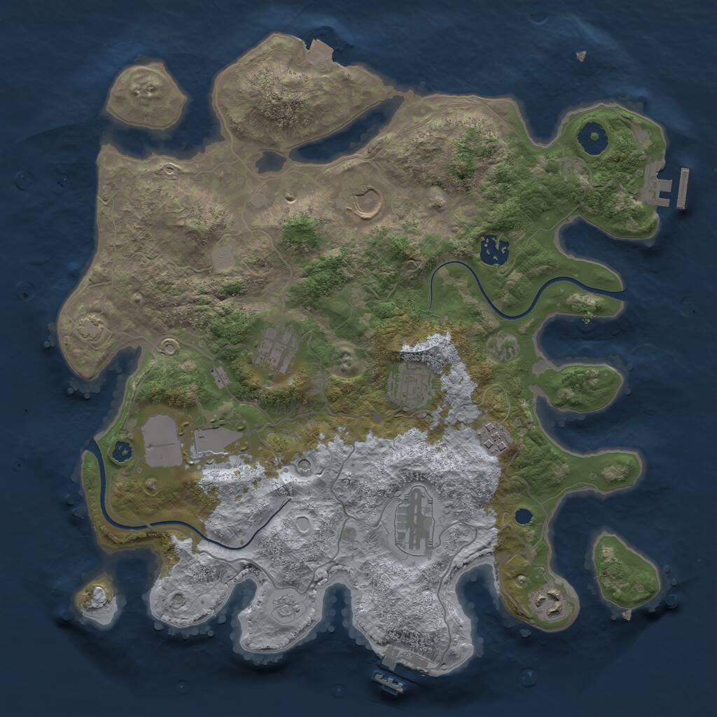 Rust Map: Procedural Map, Size: 3550, Seed: 228669, 14 Monuments