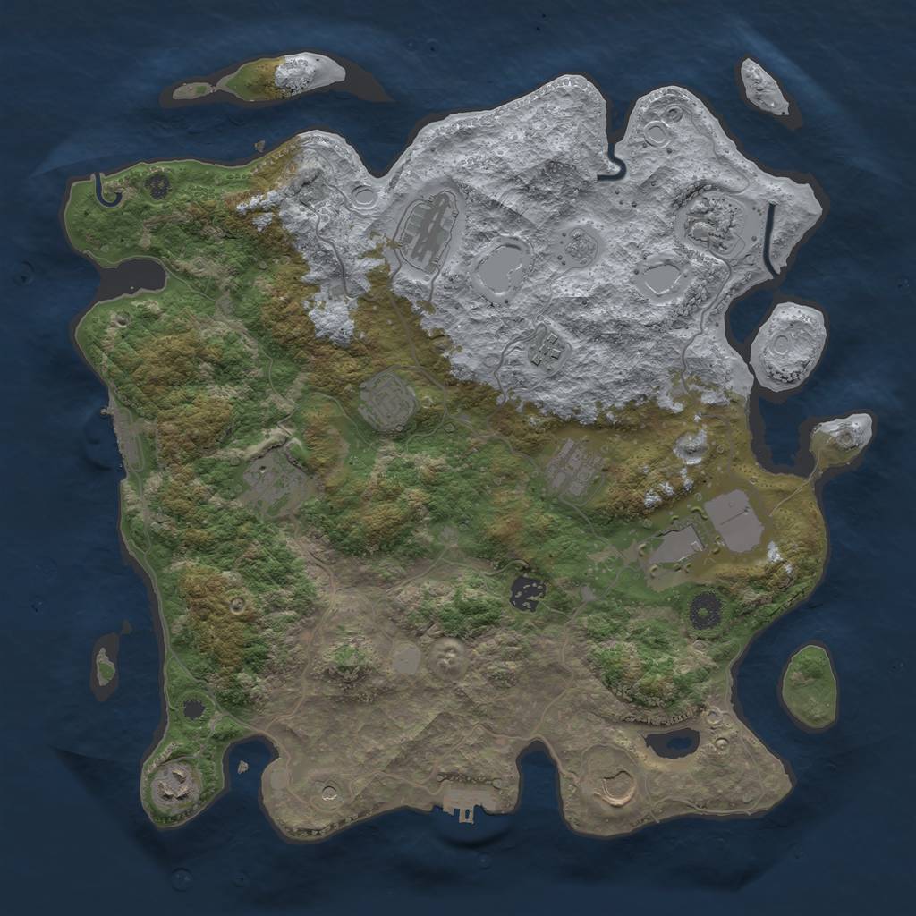 Rust Map: Procedural Map, Size: 3850, Seed: 1285278958, 17 Monuments