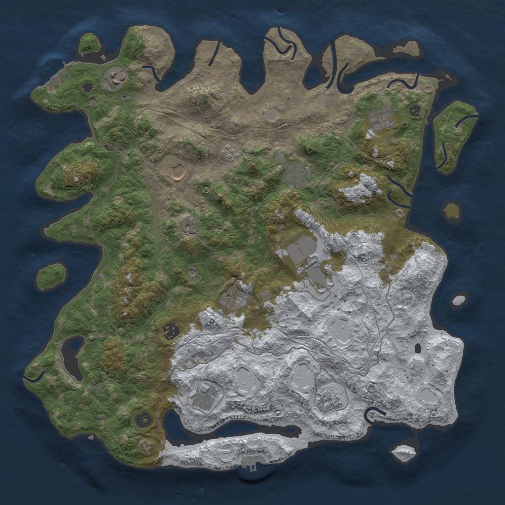 Rust Map: Procedural Map, Size: 4500, Seed: 1152303575, 19 Monuments