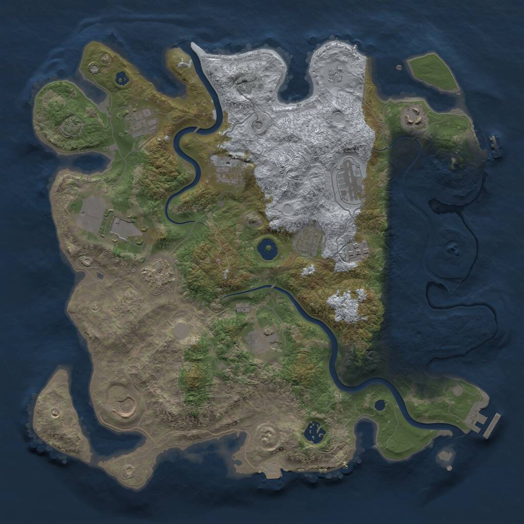 Rust Map: Procedural Map, Size: 3850, Seed: 797434146, 17 Monuments