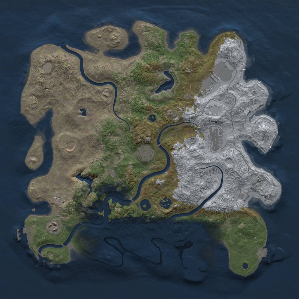 Rust Map: Procedural Map, Size: 4000, Seed: 542826, 13 Monuments