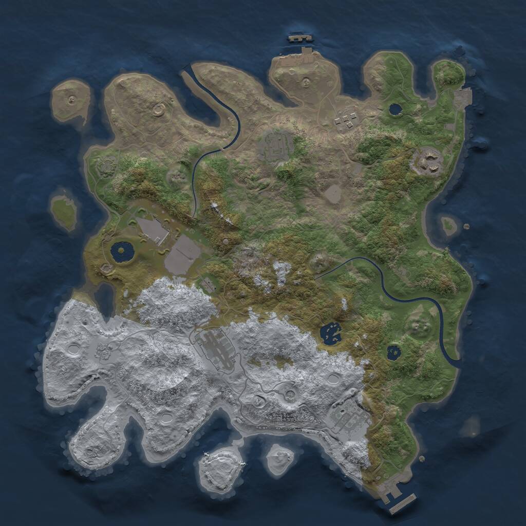 Rust Map: Procedural Map, Size: 3550, Seed: 74296, 13 Monuments