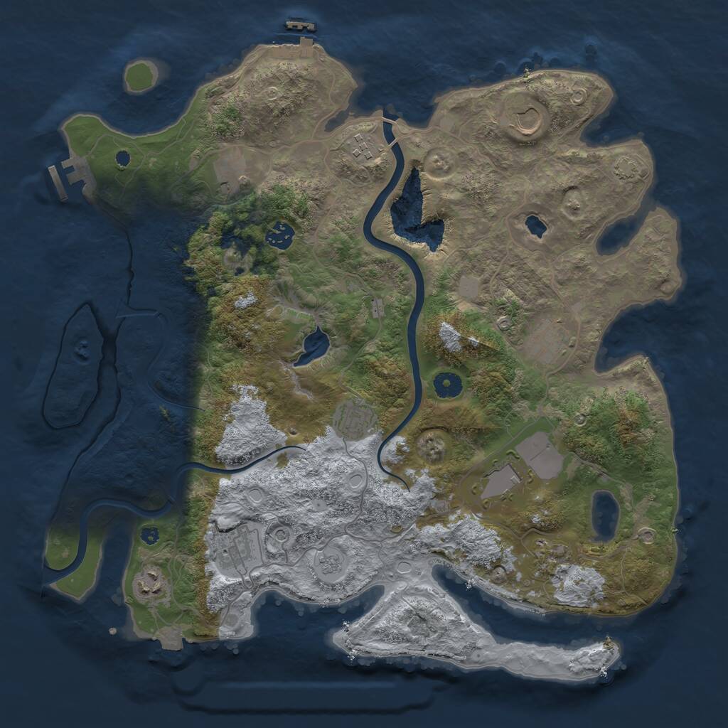 Rust Map: Procedural Map, Size: 4000, Seed: 51021, 16 Monuments