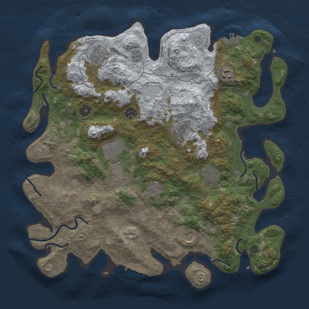Rust Map: Procedural Map, Size: 4000, Seed: 745, 18 Monuments
