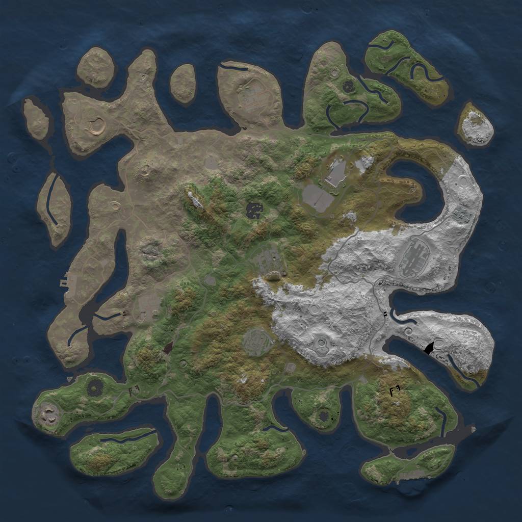 Rust Map: Procedural Map, Size: 4500, Seed: 5233110, 18 Monuments