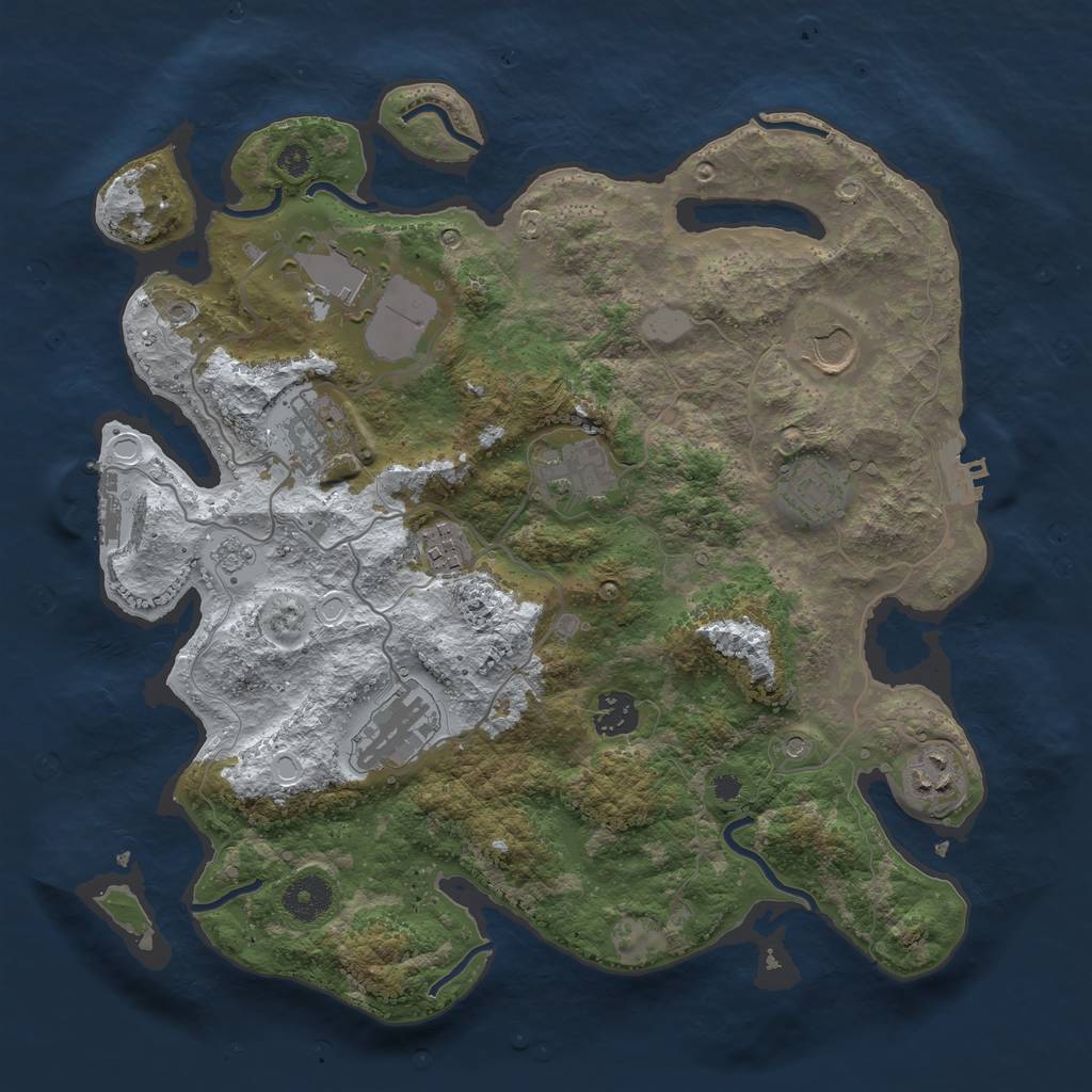 Rust Map: Procedural Map, Size: 3550, Seed: 216227, 18 Monuments