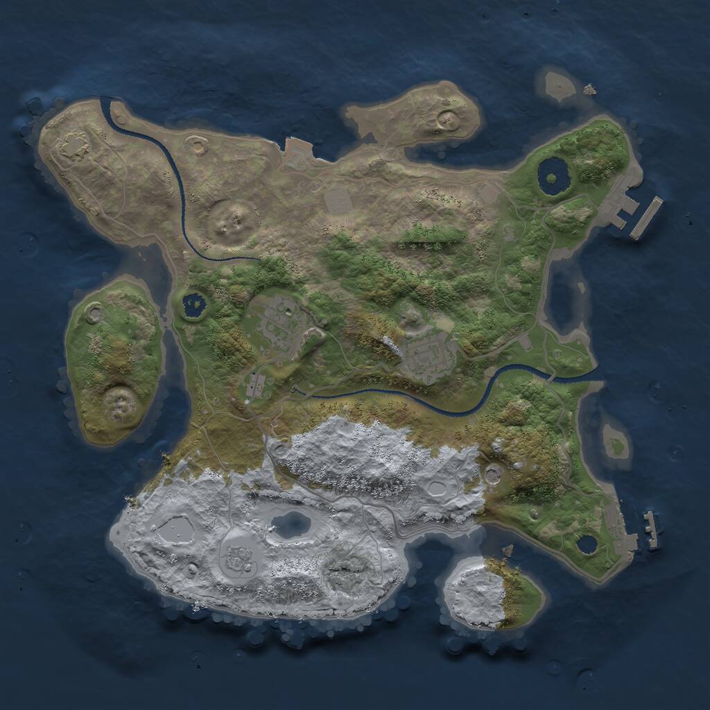 Rust Map: Procedural Map, Size: 3000, Seed: 1030339516, 8 Monuments