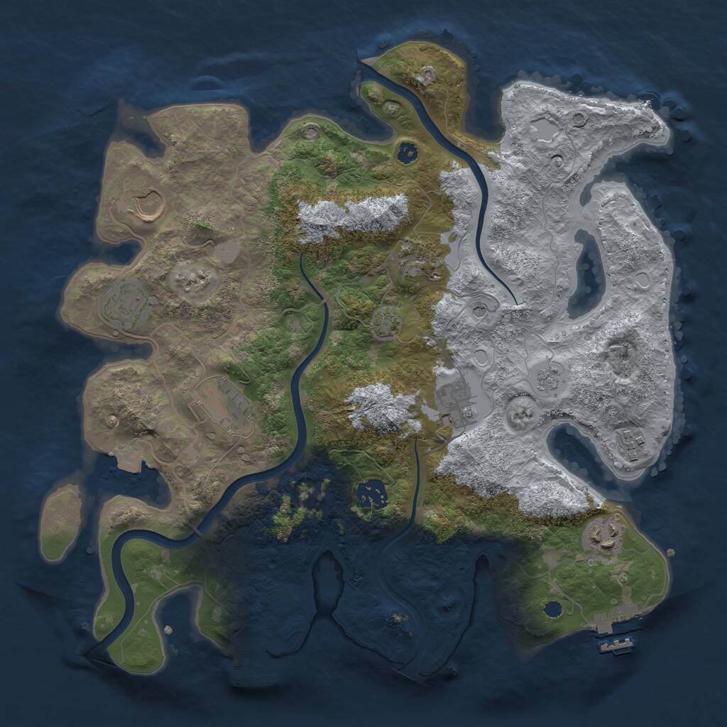 Rust Map: Procedural Map, Size: 3500, Seed: 398979, 14 Monuments