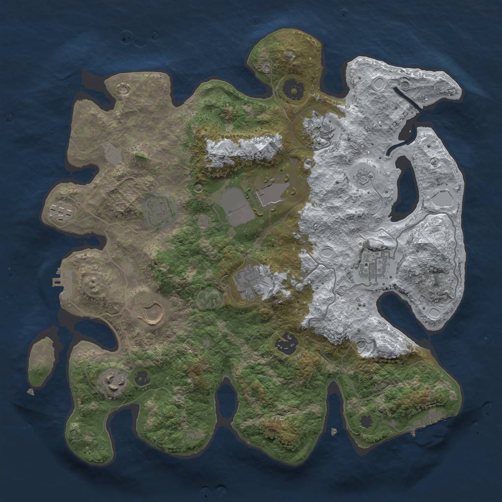 Rust Map: Procedural Map, Size: 3500, Seed: 398979, 18 Monuments