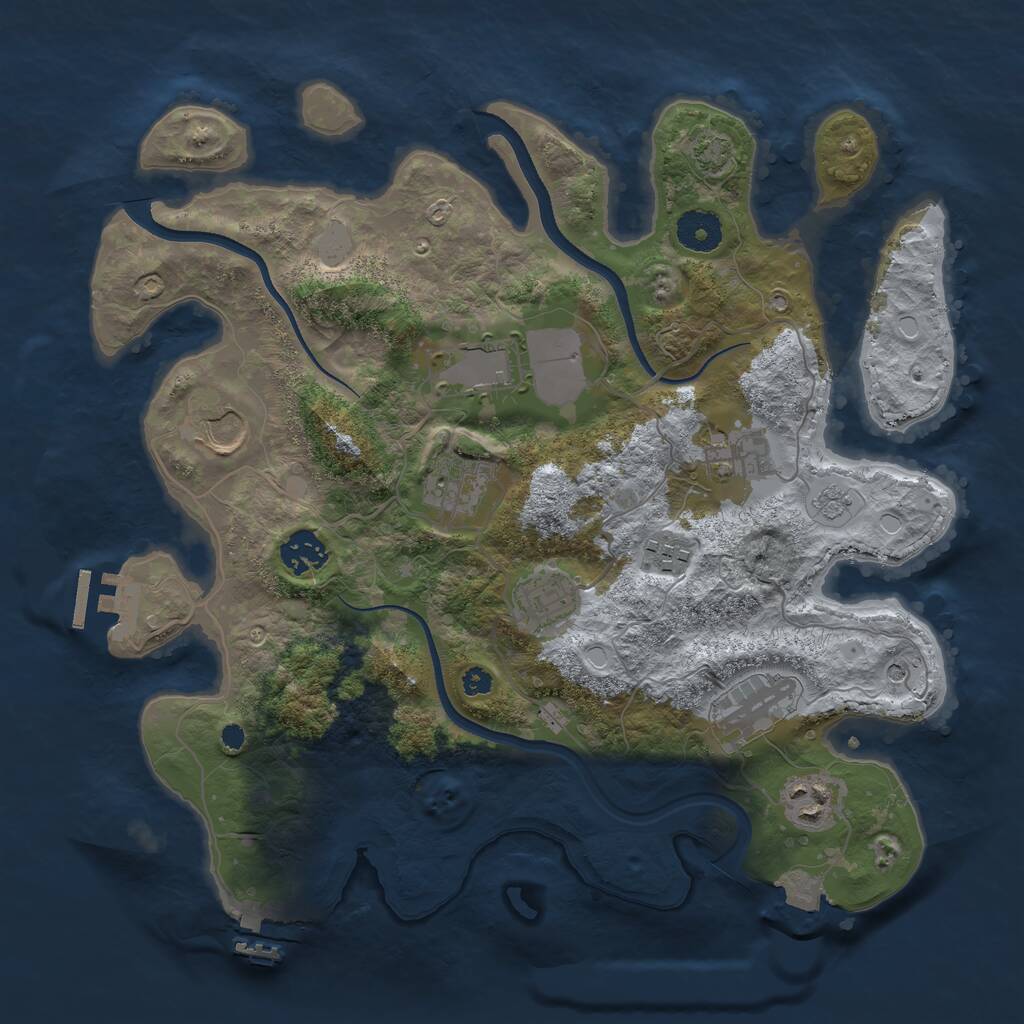 Rust Map: Procedural Map, Size: 3500, Seed: 65873, 15 Monuments
