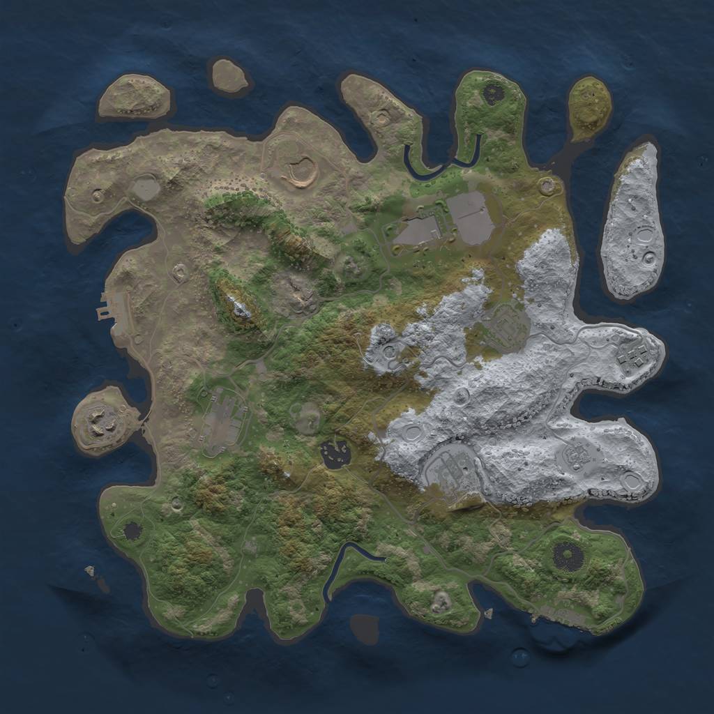 Rust Map: Procedural Map, Size: 3500, Seed: 65873, 17 Monuments