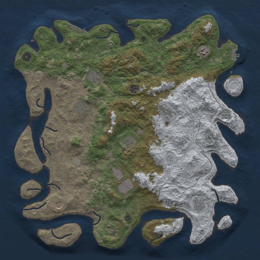 Rust Map: Procedural Map, Size: 4500, Seed: 63413, 20 Monuments