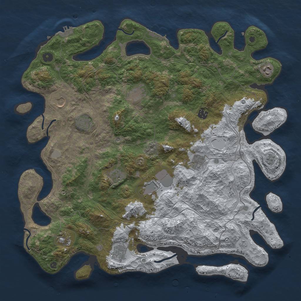 Rust Map: Procedural Map, Size: 4500, Seed: 858624, 20 Monuments