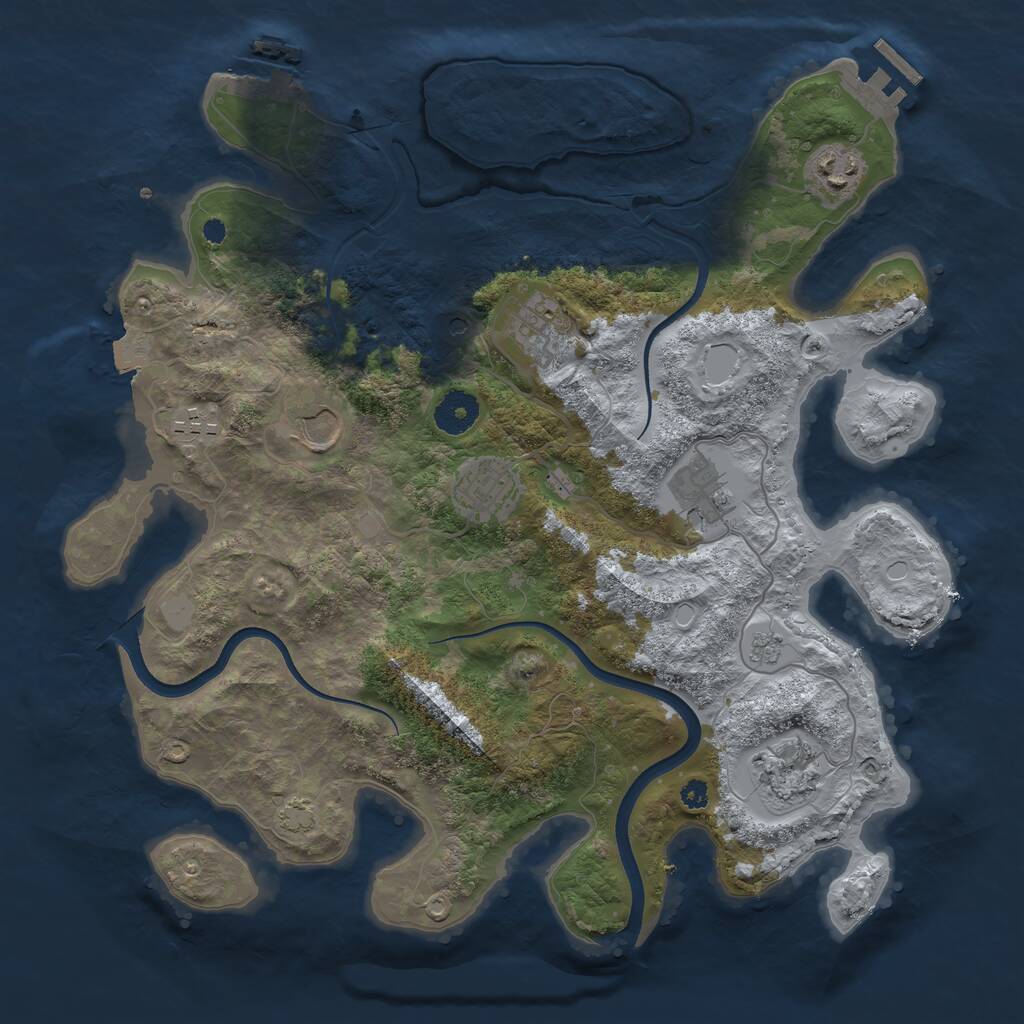 Rust Map: Procedural Map, Size: 3550, Seed: 844181, 13 Monuments