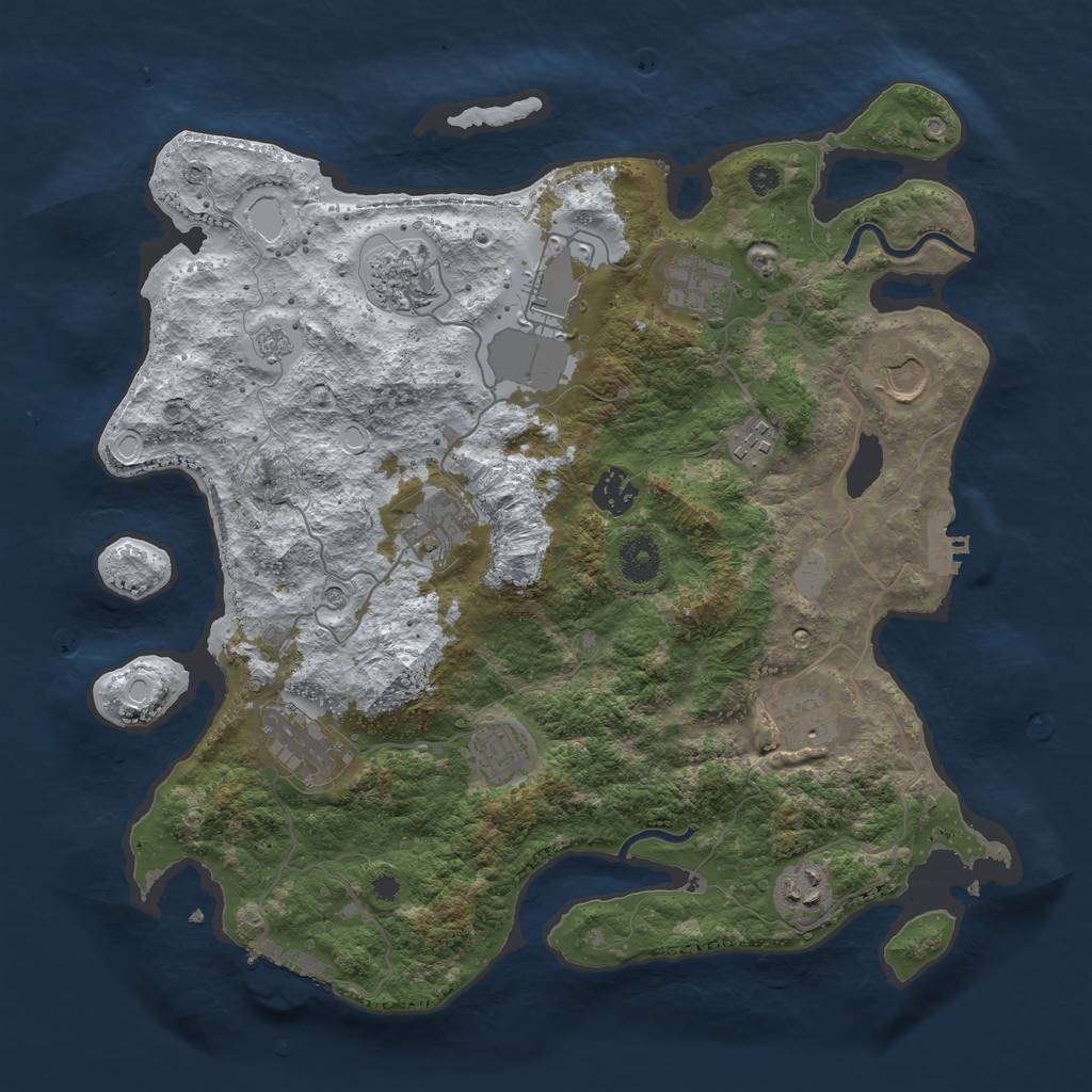 Rust Map: Procedural Map, Size: 3700, Seed: 324461206, 20 Monuments