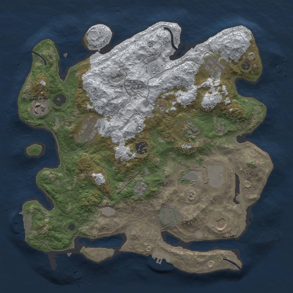 Rust Map: Procedural Map, Size: 3500, Seed: 101524212, 18 Monuments
