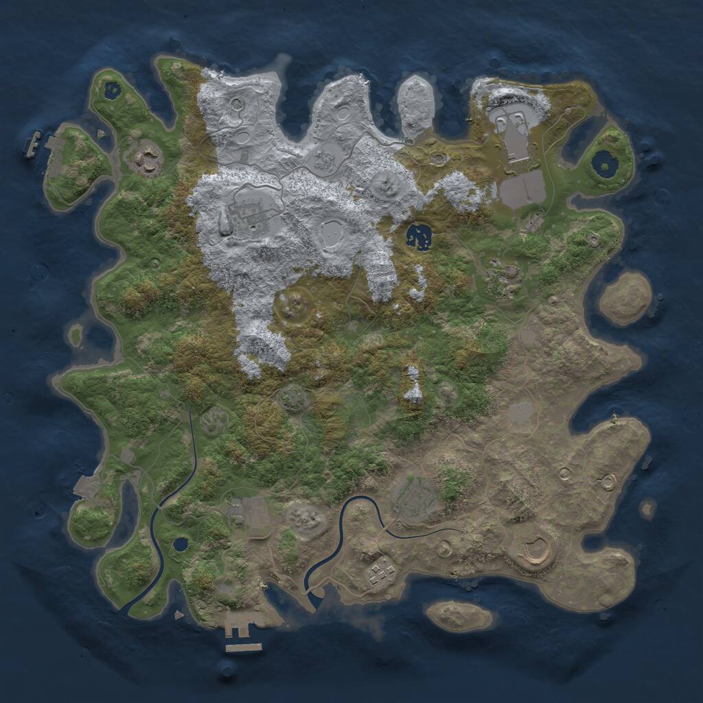 Rust Map: Procedural Map, Size: 3950, Seed: 1308856588, 15 Monuments