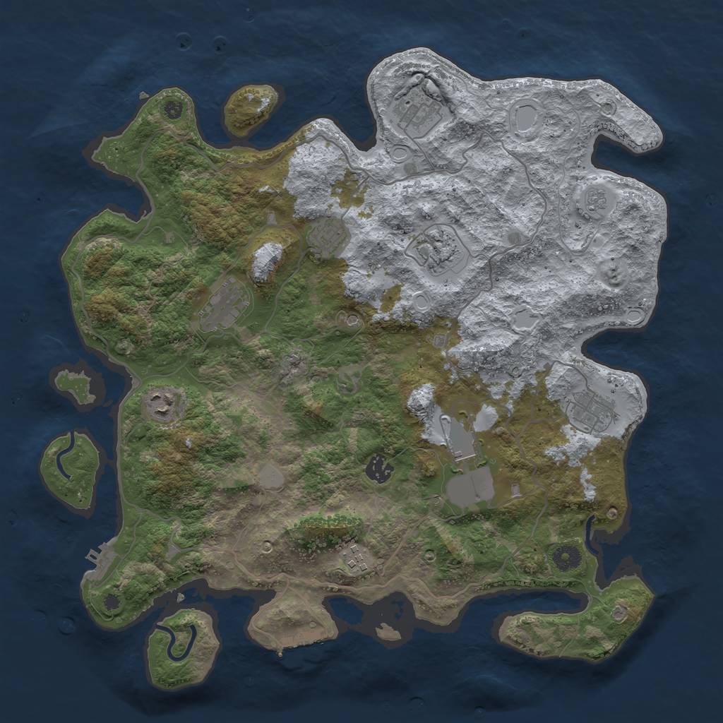 Rust Map: Procedural Map, Size: 4000, Seed: 300054, 18 Monuments