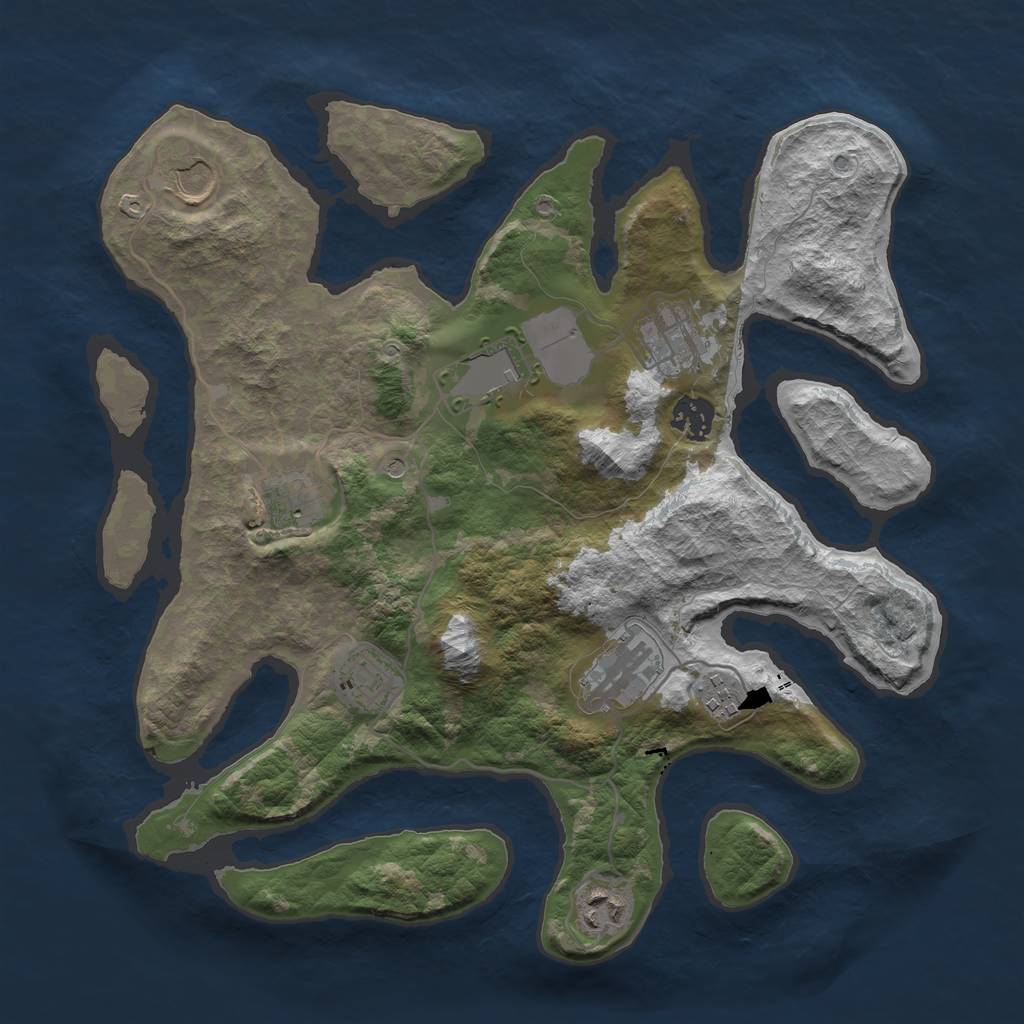Rust Map: Barren, Size: 3500, Seed: 67975059, 12 Monuments