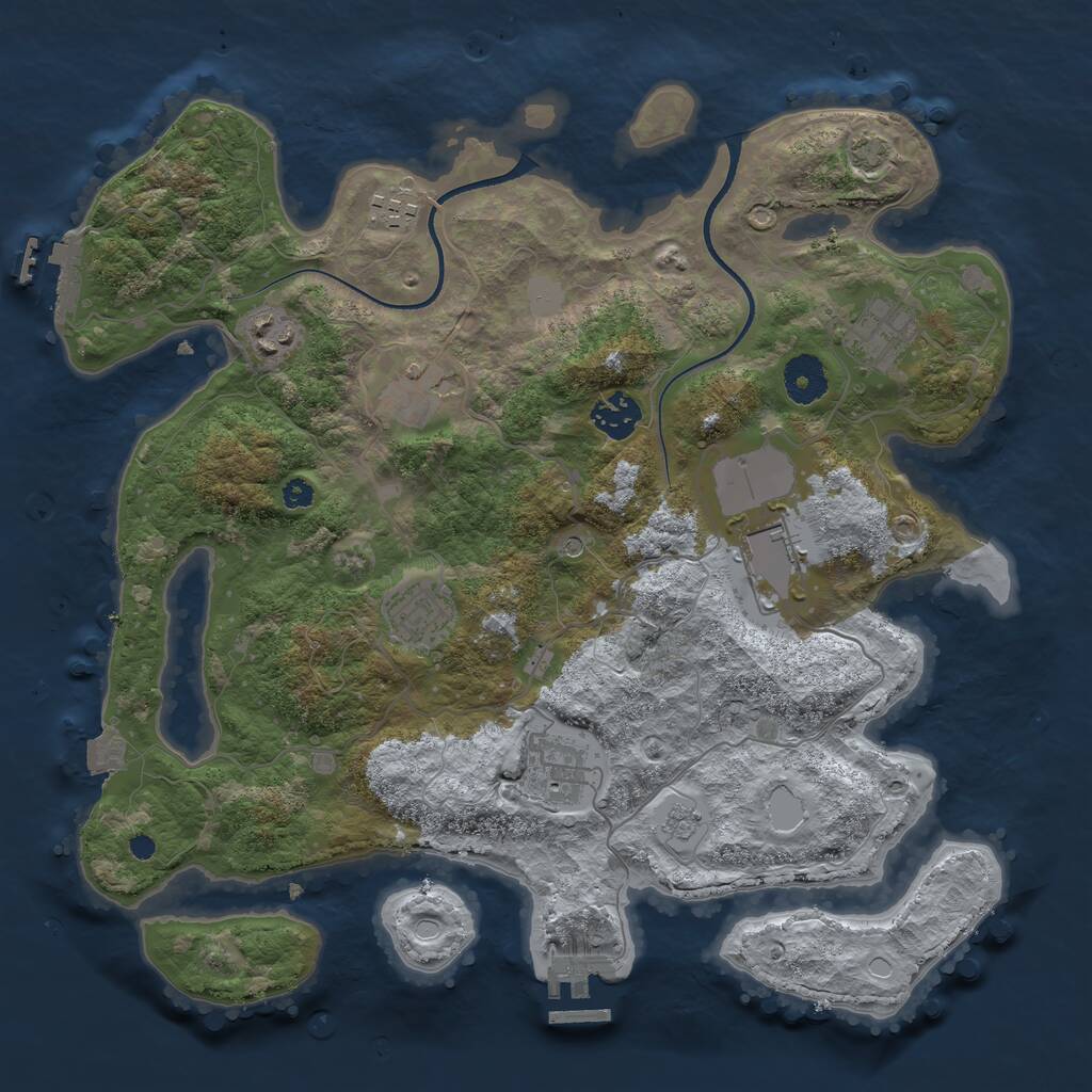 Rust Map: Procedural Map, Size: 3550, Seed: 245755, 14 Monuments