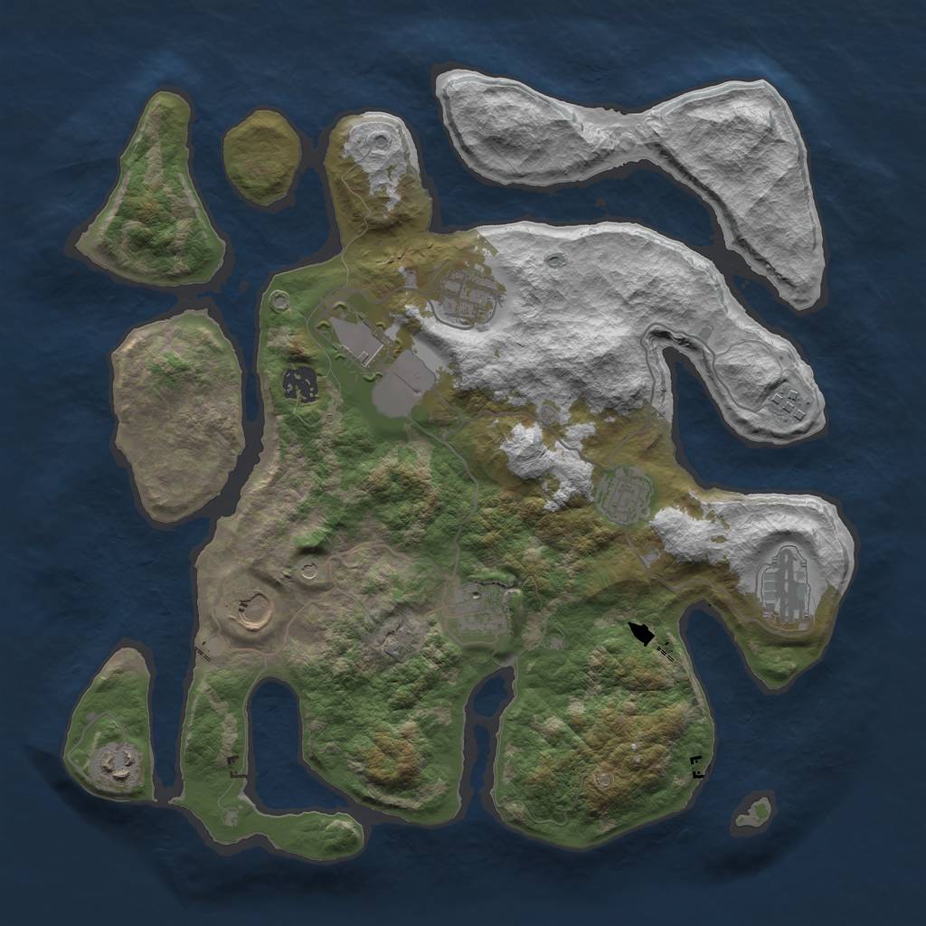 Rust Map: Barren, Size: 3750, Seed: 152317873, 12 Monuments