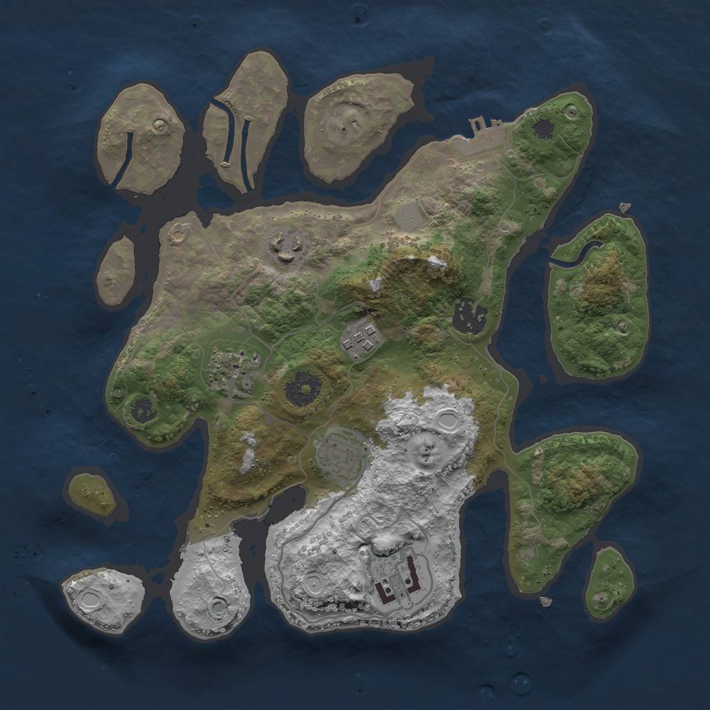 Rust Map: Procedural Map, Size: 3000, Seed: 32760, 12 Monuments