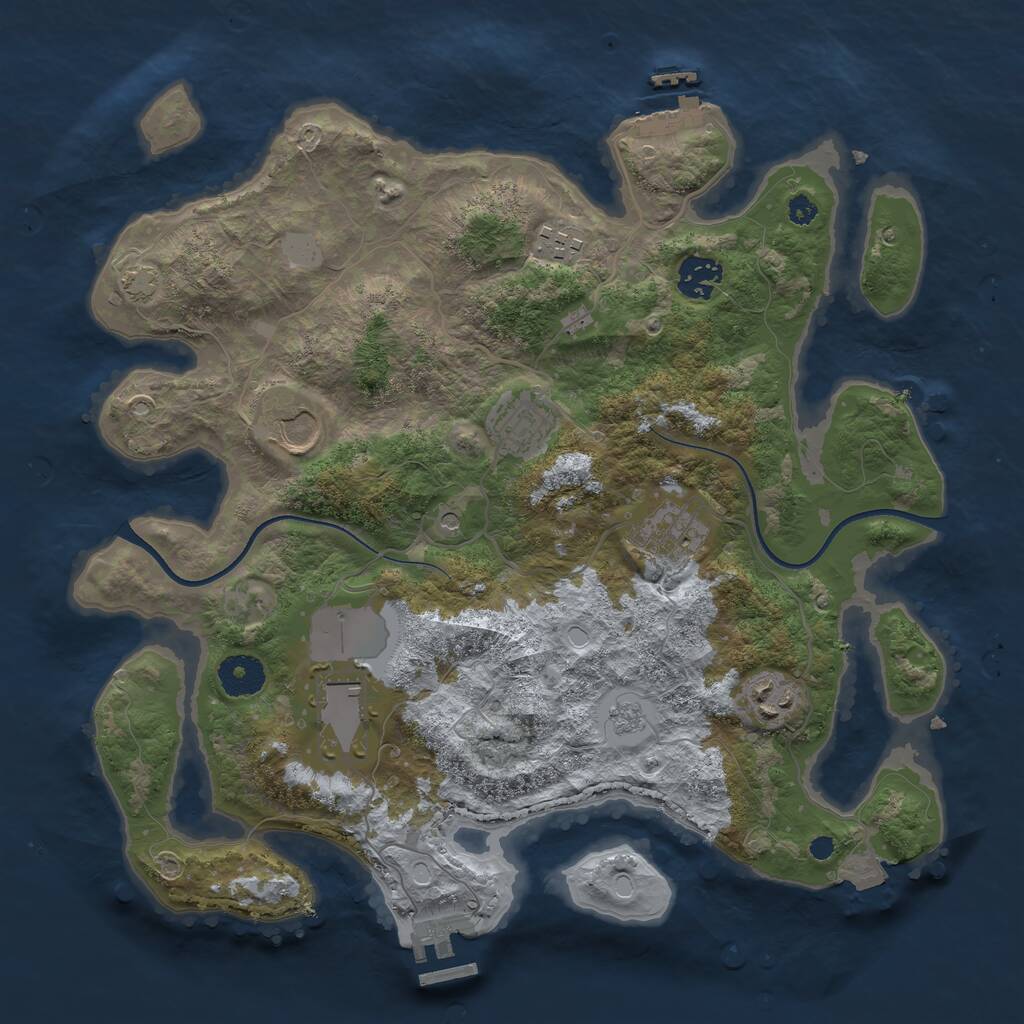Rust Map: Procedural Map, Size: 3500, Seed: 1122258859, 13 Monuments