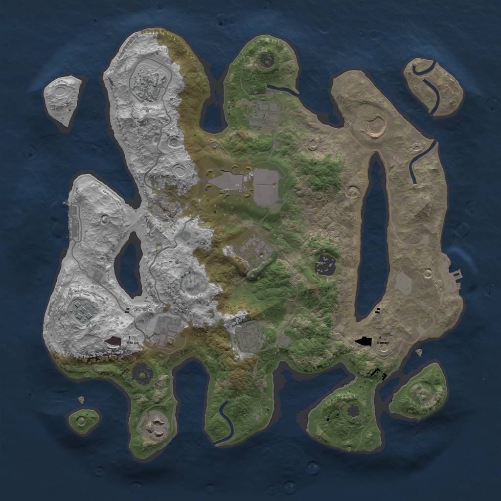 Rust Map: Procedural Map, Size: 3500, Seed: 3200, 18 Monuments