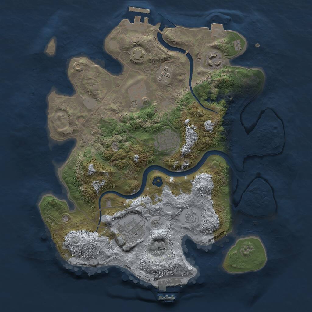 Rust Map: Procedural Map, Size: 3000, Seed: 1213952313, 11 Monuments
