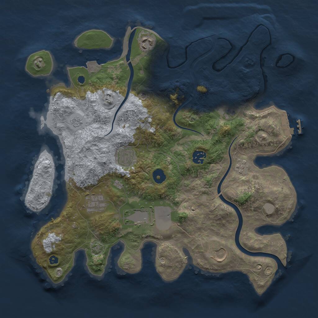 Rust Map: Procedural Map, Size: 3500, Seed: 408660, 13 Monuments