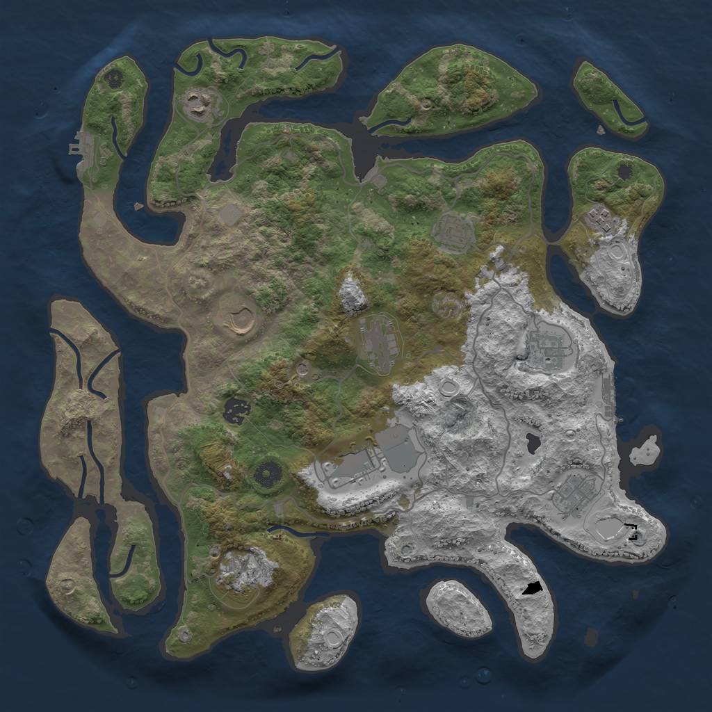 Rust Map: Procedural Map, Size: 4000, Seed: 780611, 18 Monuments