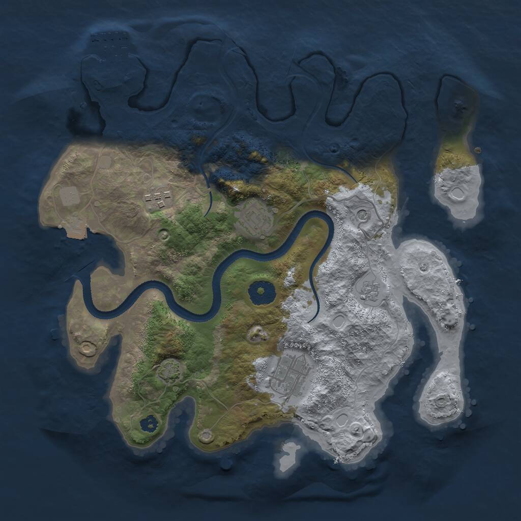Rust Map: Procedural Map, Size: 3000, Seed: 966, 8 Monuments