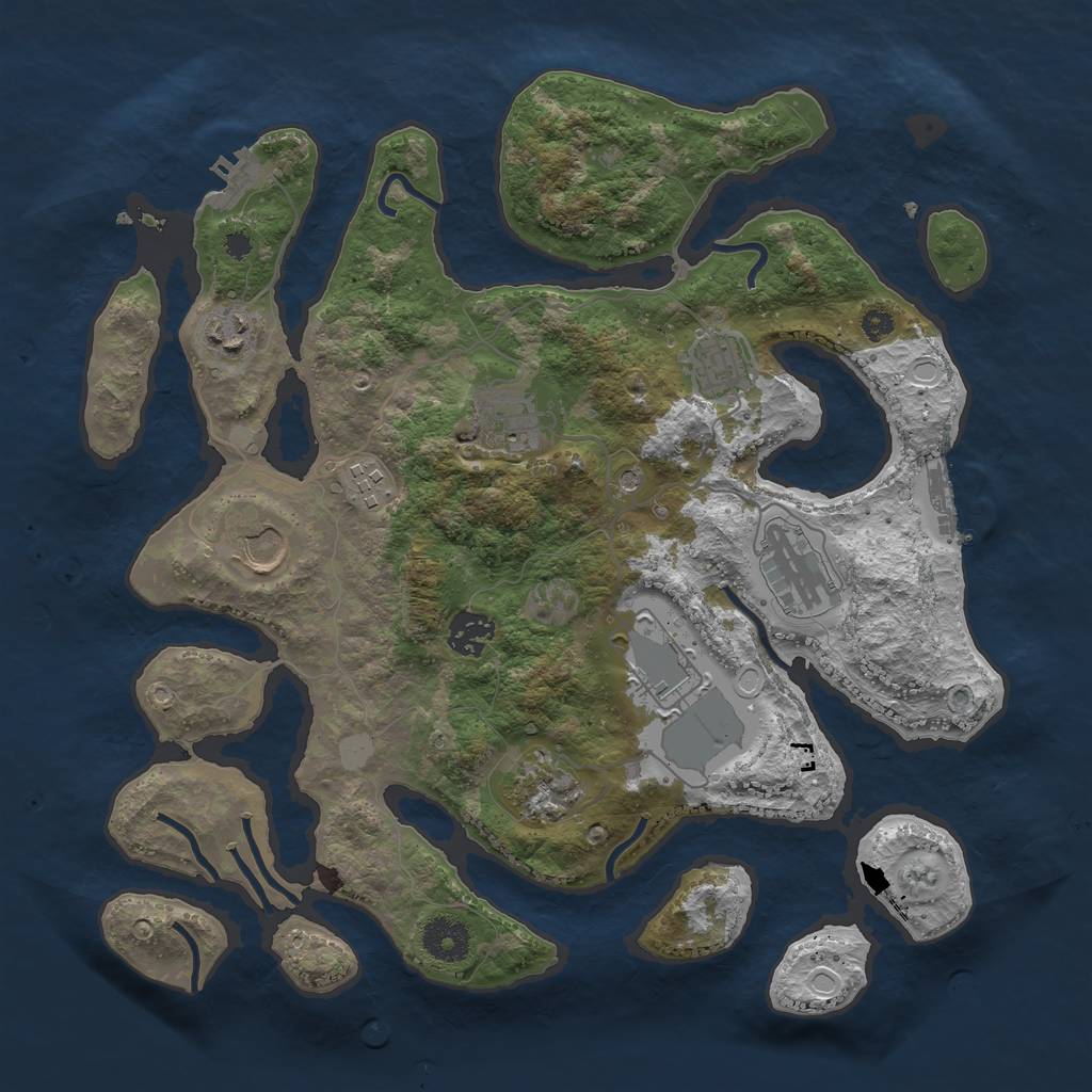 Rust Map: Procedural Map, Size: 3550, Seed: 218774, 17 Monuments