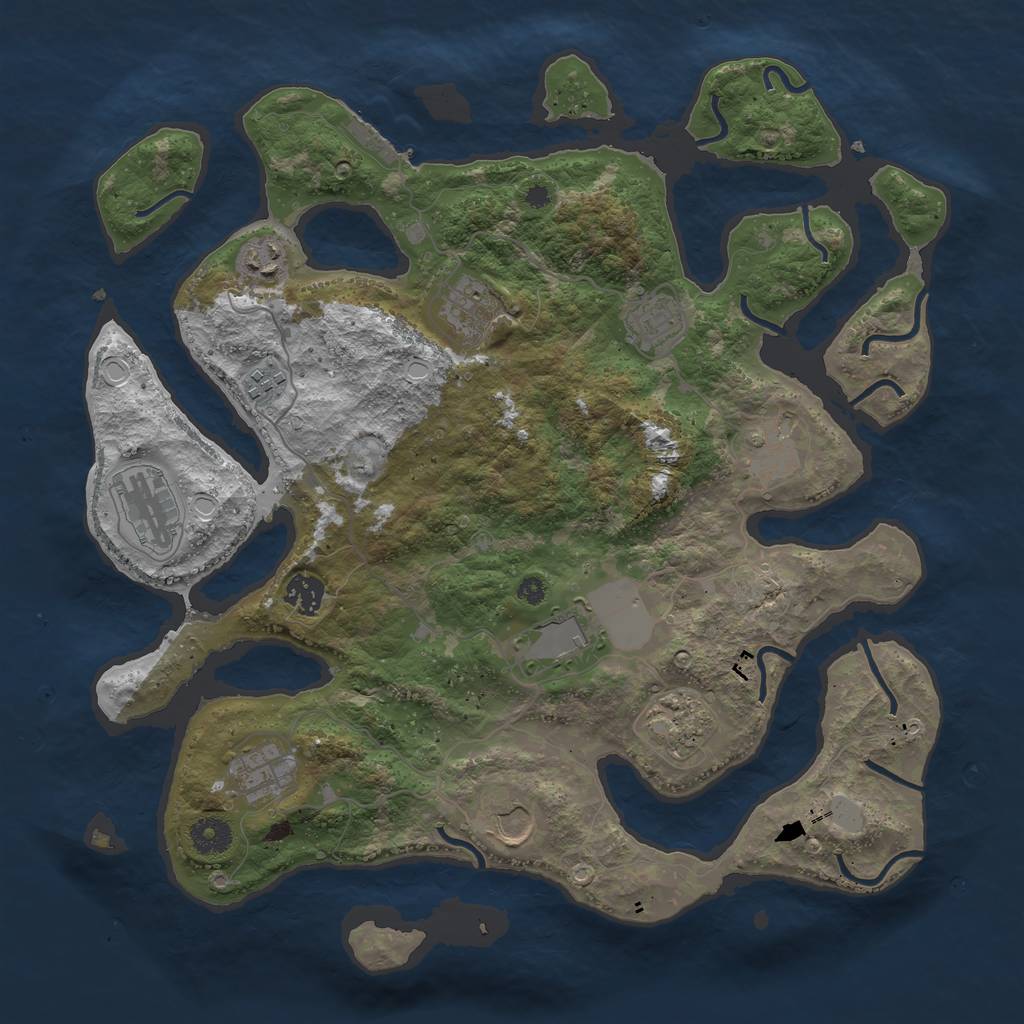Rust Map: Procedural Map, Size: 3850, Seed: 603764275, 17 Monuments