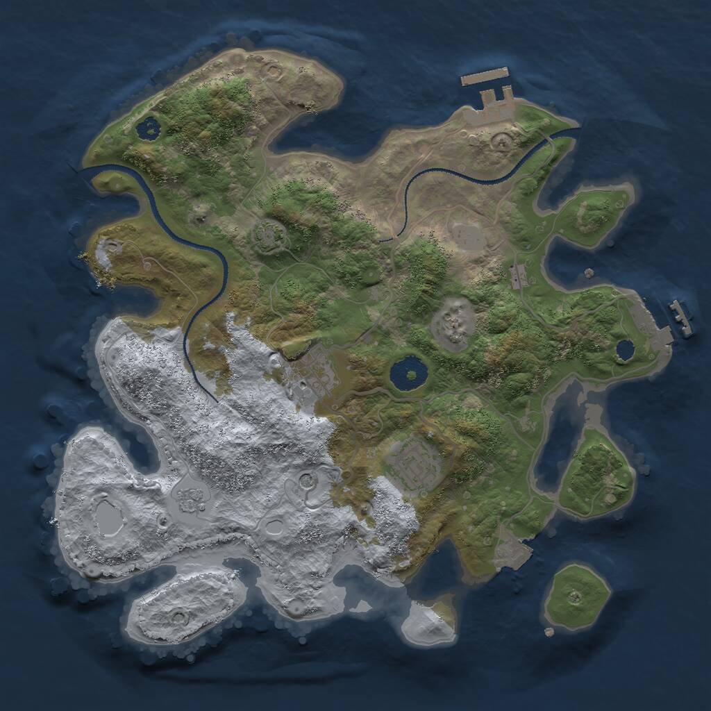 Rust Map: Procedural Map, Size: 3000, Seed: 349577, 8 Monuments