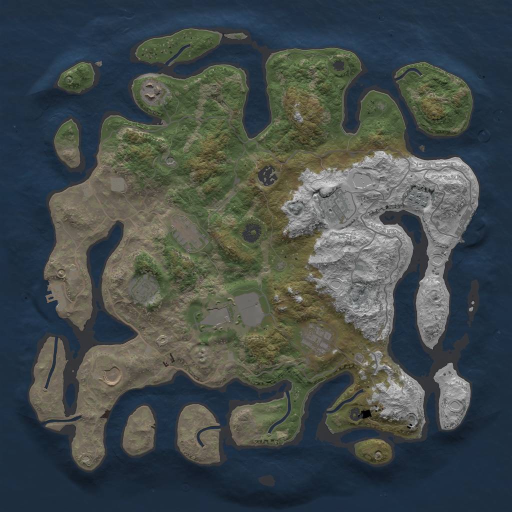 Rust Map: Procedural Map, Size: 4000, Seed: 694401581, 17 Monuments
