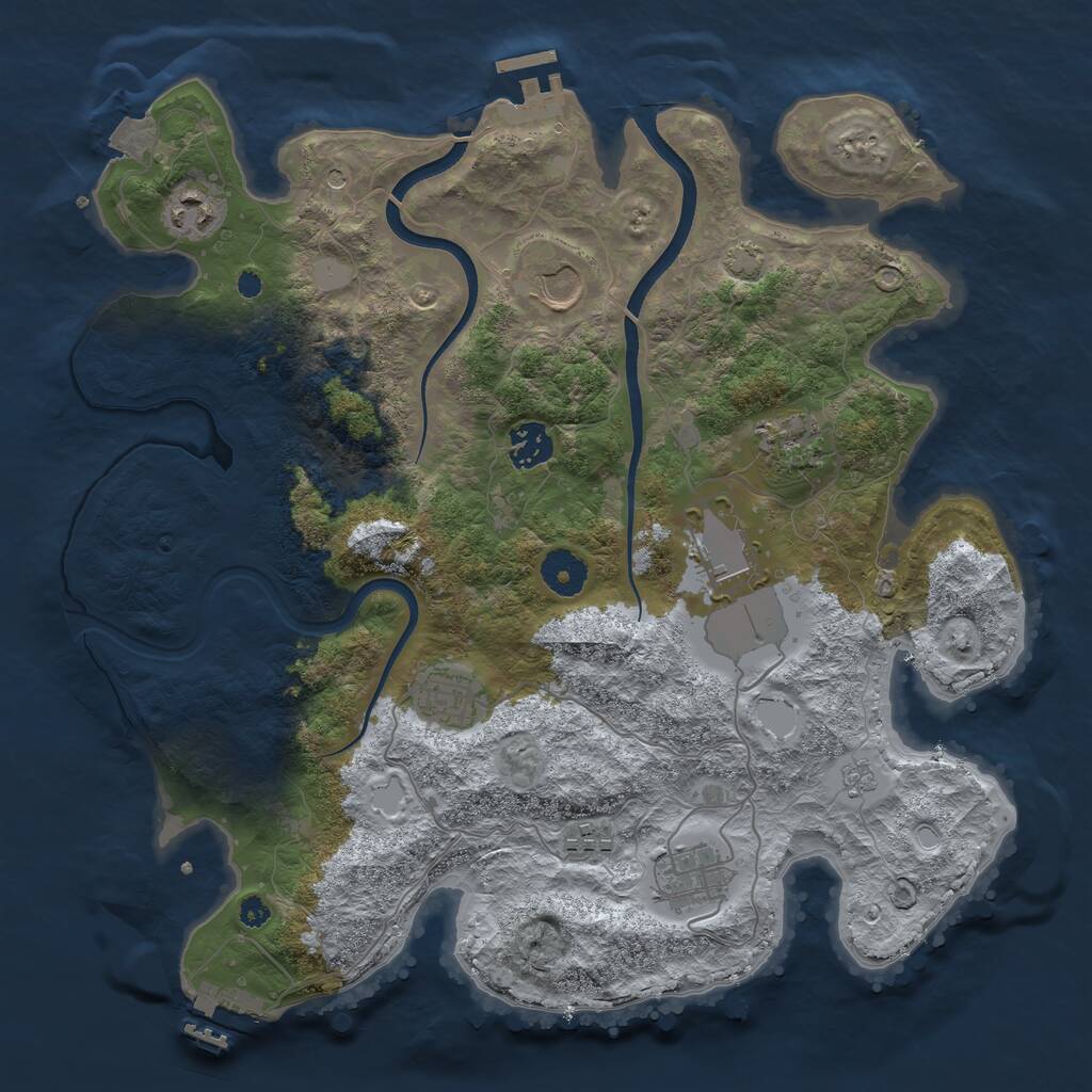 Rust Map: Procedural Map, Size: 3600, Seed: 151260973, 14 Monuments