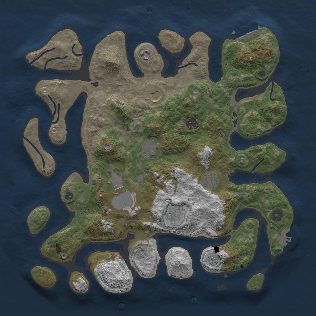 Rust Map: Procedural Map, Size: 4000, Seed: 4001, 16 Monuments