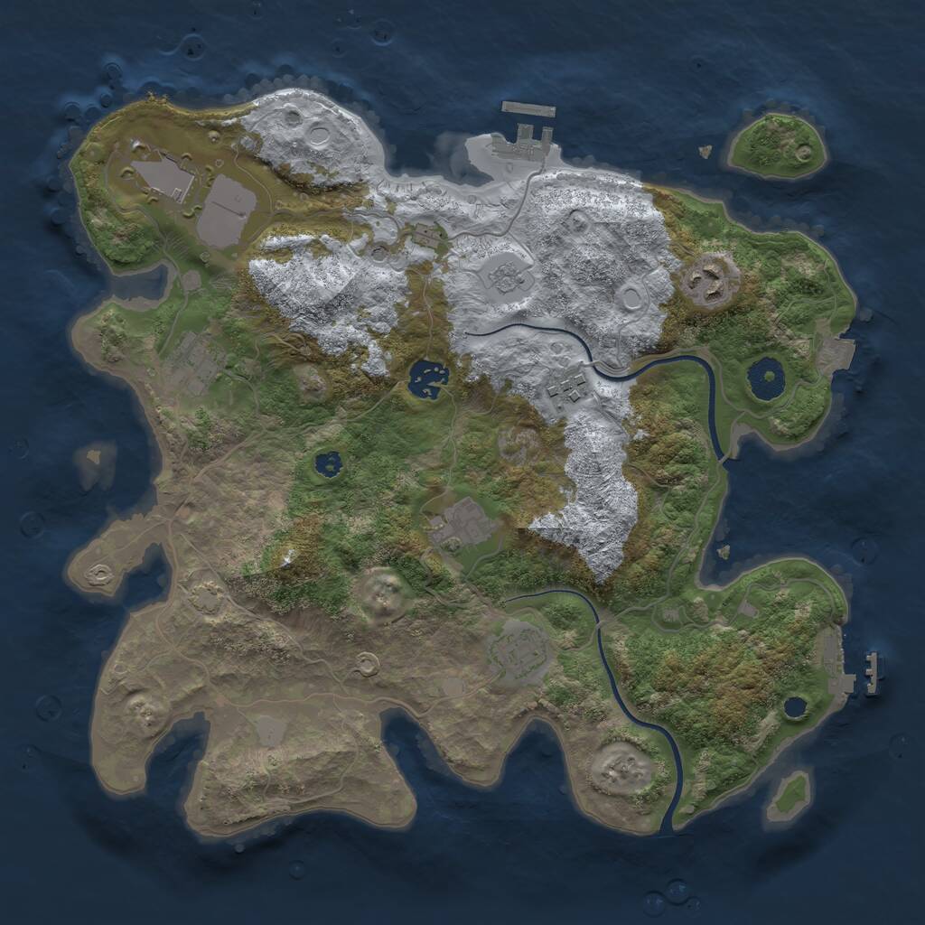 Rust Map: Procedural Map, Size: 3500, Seed: 325588, 13 Monuments
