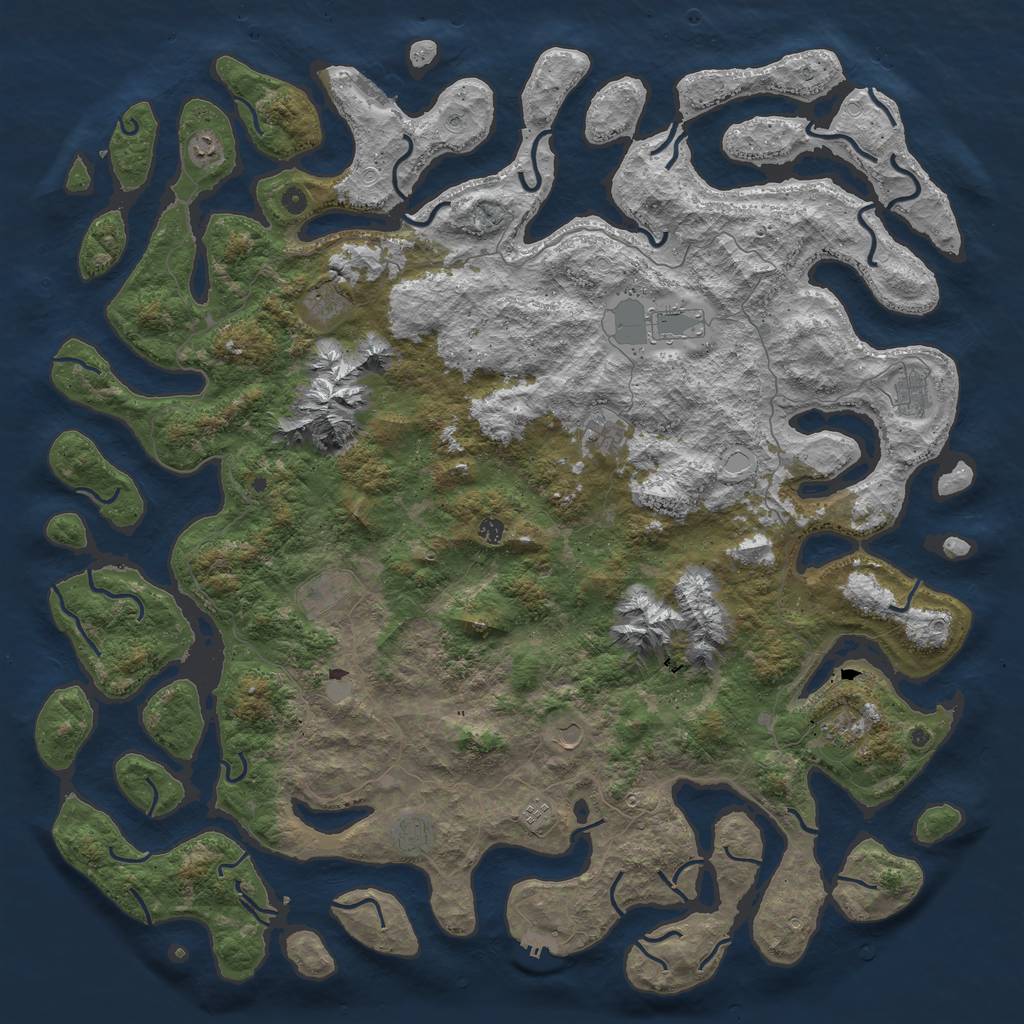 Rust Map: Procedural Map, Size: 6000, Seed: 74609864, 19 Monuments