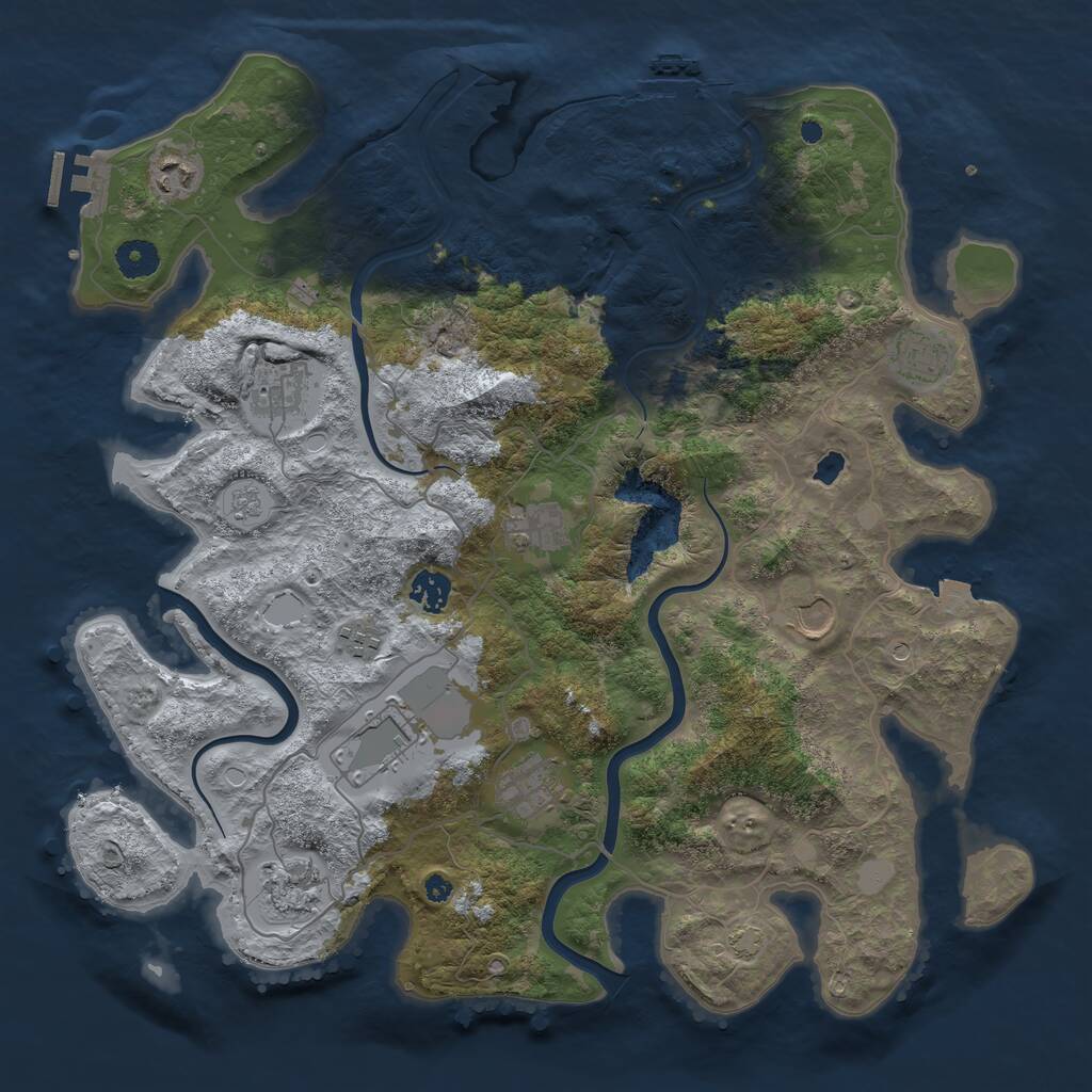 Rust Map: Procedural Map, Size: 4000, Seed: 134584, 16 Monuments